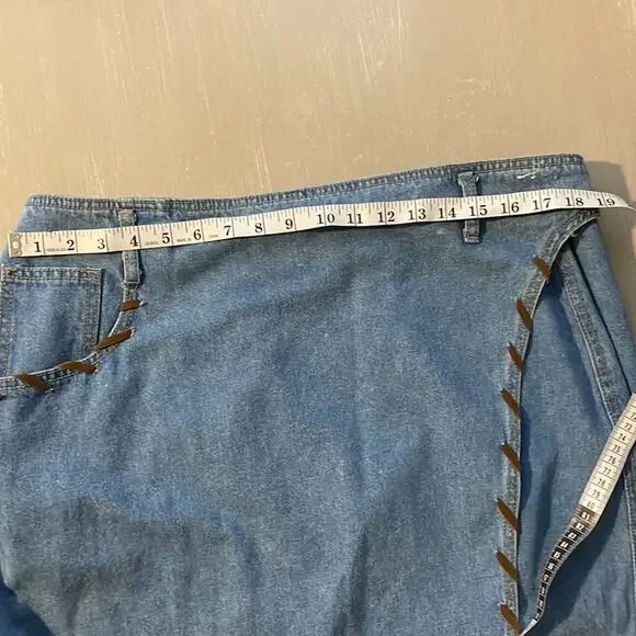 Vintage Baccini denim blanket stitch wrap skirt - Picture 7 of 8